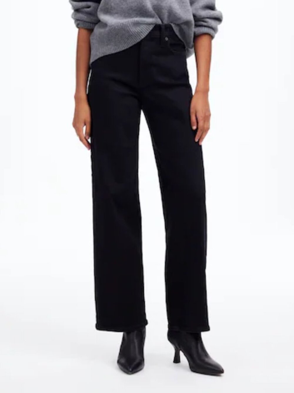 NWT Madewell The Perfect Vintage Wide-Leg Jean in Black Rinse Wash, 26T (TALL)